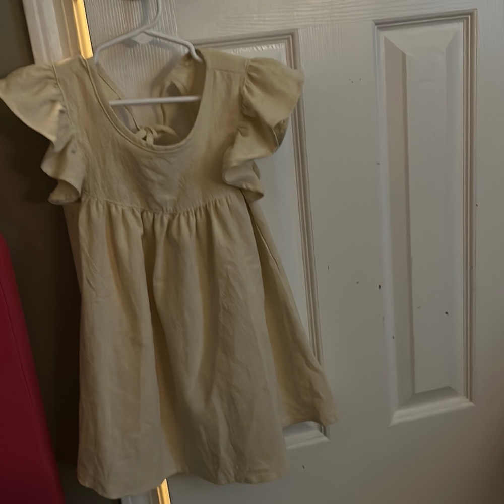Toddler Baby Girl Cotton Linen Dress Ruffle Sleeve Halter Sleeveless